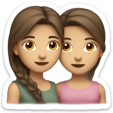 lesbian cuddles dark brown hair girl and light brown hair girl  sticker