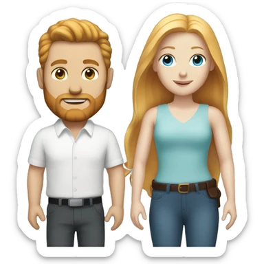 Couple white man with ginger hair and beard and a white woman with blonde hair and blue eyes  sticker