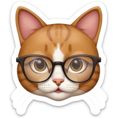 cute girl cat with really big square glasses with super thin frames sticker