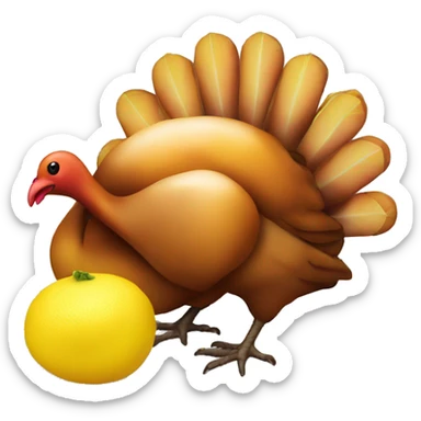 An emoji of a thanksgiving turkey, lemon and burning flame sticker