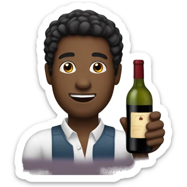 Black hair man with a bottle of wine  sticker