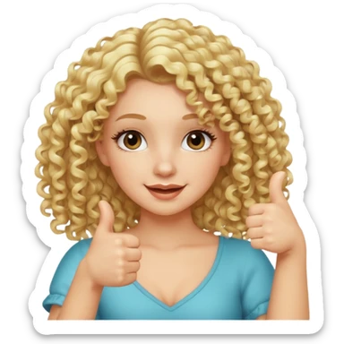 blond girl doing thumbs up sign sassy make it with curly hair and lashes sticker