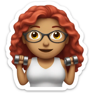 Latina with long red hair holding dumbbells  sticker
