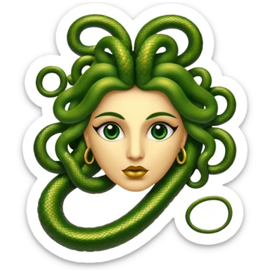 The Sicilian Medusa in gold and green and make the snake hair have snake faces  sticker