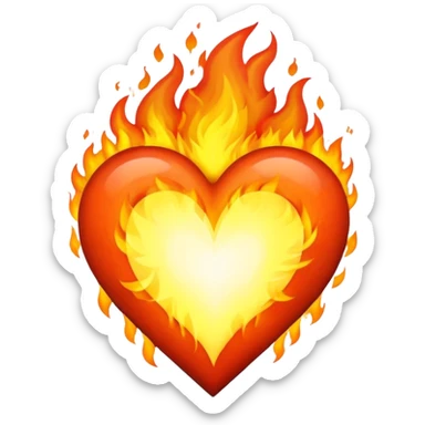 Heart on fire burning with passionate flames sticker