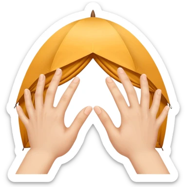 Two hands touching all finger tips shaped like a tent sticker