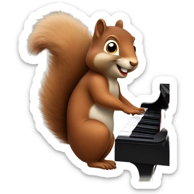 Squirrel play piano  sticker
