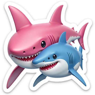 Pink shark loves blue shark sticker