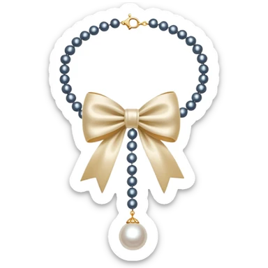  Pearl necklace with bow sticker