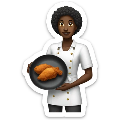 Melanated person holding a plate fried chicken sticker