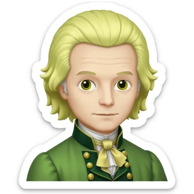 Maximilien Robespierre in a green and yellow gown sticker