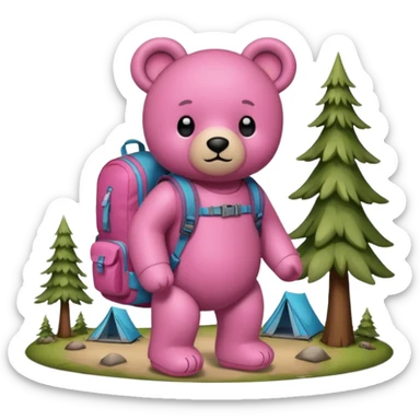  Teddy bear camping pink sticker