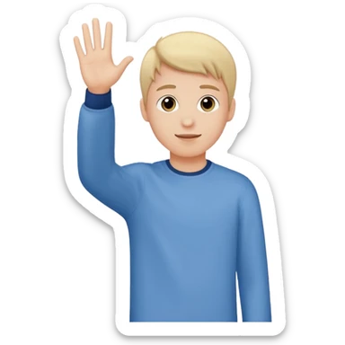 teenager waving goodbye to his parents, parents seen from behind sticker