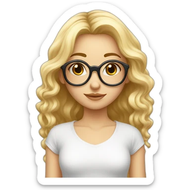 Fille blonde cheveux longs lunettes mignonne sticker