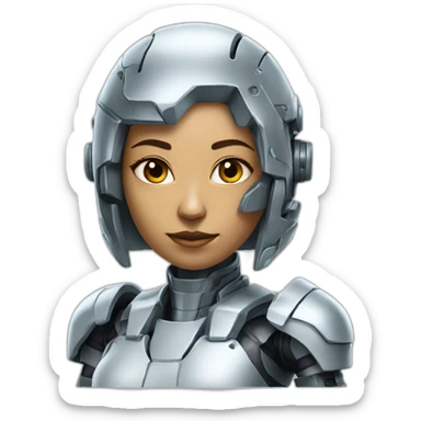 female cyborg with natural chess half body sticker