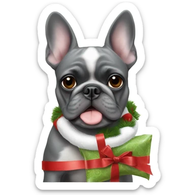 Totally gray French bulldog with a brussels griffon and a boston terrier Christmas   sticker