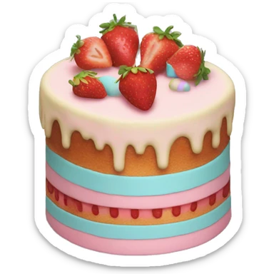 Pastel Birthday cake with strawberry sticker