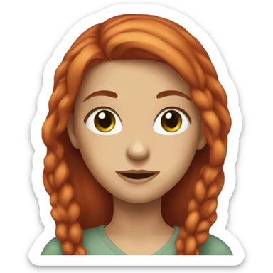 a girl with long red hair and grey-green eyes sticker