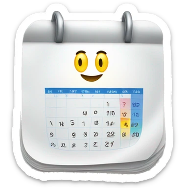 Calendar, with a welcoming smiley face sticker