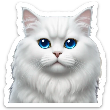 White Persian cat with blue eyes on crescent moon  sticker