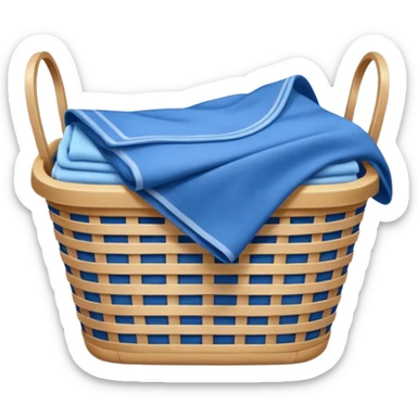 LAUNDRY white BASKET WITH FOLDED blue CLOTHES sticker