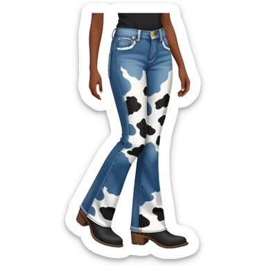 Cow print flared jeans sticker