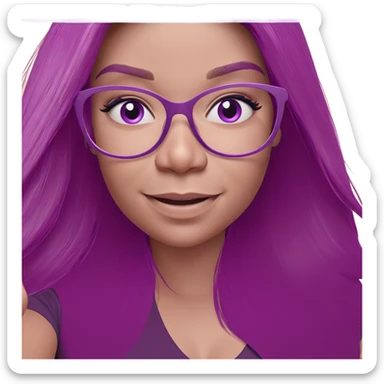 smiling girl with purple theme sticker