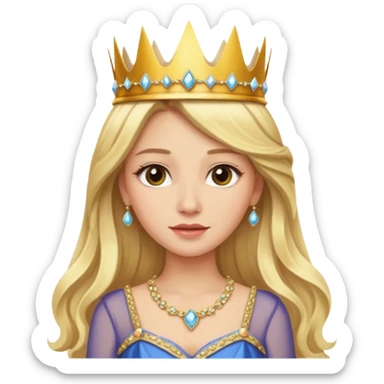 Blonde long hair queen with crown and luxury dress sticker