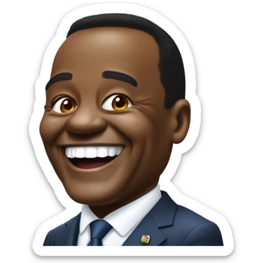 the president Denis Nguesso who laughs sticker
