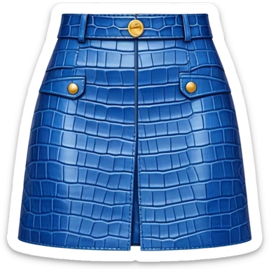 super realistic blue crocodile leather mini skirt sticker