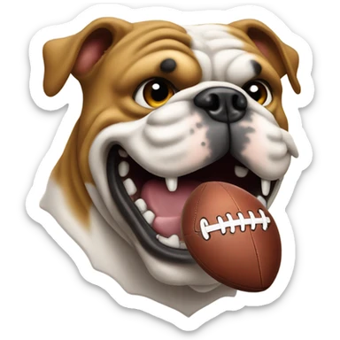 Bulldog with football and foaming mouth sticker