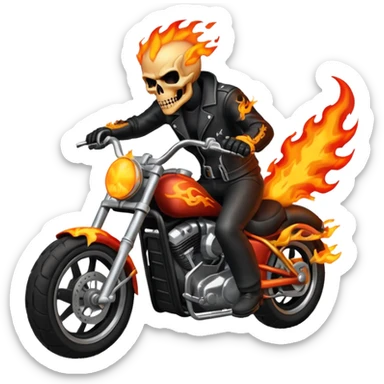 Ghost rider on motorbike is on fire sticker