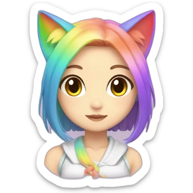 rainbow neko girl sticker