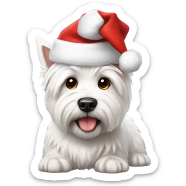 West highland terrier with Santa hat sticker