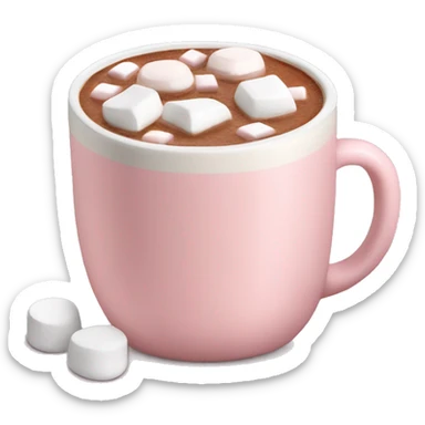 Light Pink mug of hot chocolate with marshmallows  sticker