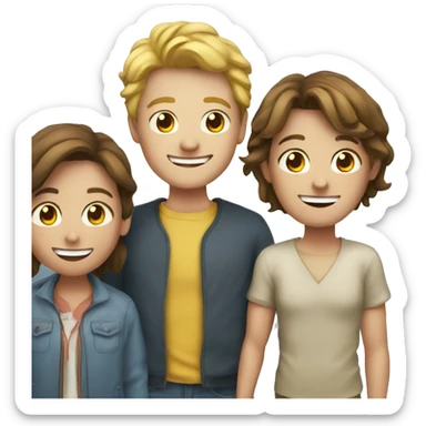 Four foreigners together happy sticker