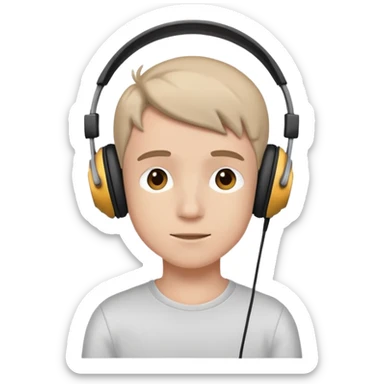 Boy listening headphones sticker