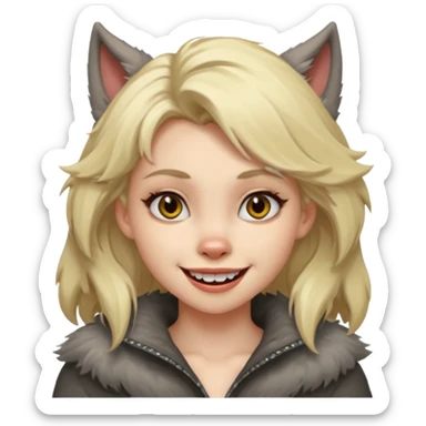 Werewolf blode girl with a smile sticker