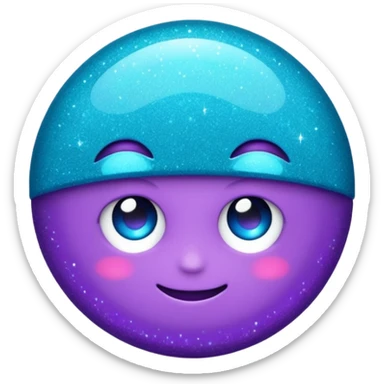 Glitter Purple and Cian less symbol sticker