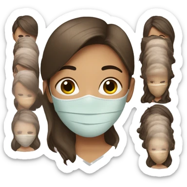 tan brunette girl with face mask on sticker