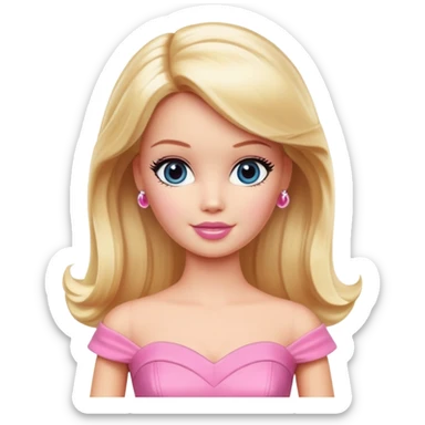 Barbie doll with blonde hair and pink dress sticker