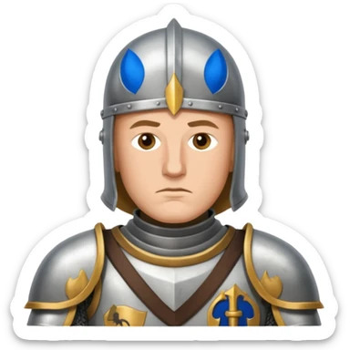 Hazme el emoji de un caballero medieval con actitud muy masculina en diversos estados de animos de los caballeros teutonicos pensativo sticker