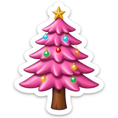 Crea un arbol de navidad en color rosa que parezca de caramelo Agrega luces navideñas has que la estrella brille sticker