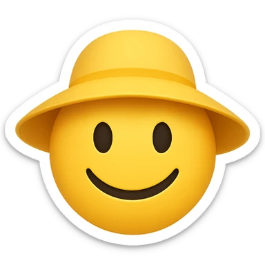 yellow face with yellow sun hat emoji, digital illustration sticker