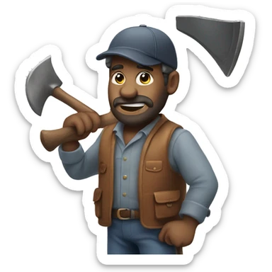 uncle samsonite holding an axe sticker