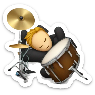 Tired drummer falling asleep sticker