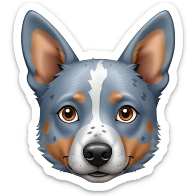 head shot of a blue heeler cattle dog with speckled blue-gray coat and pointed ears sticker