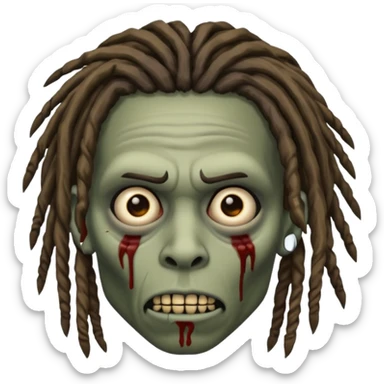 African American zombie with dreads, one eye sticker