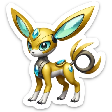 Futuristic Shiny Colorful Meloetta-Wargreymon-Trico-Pokémon-Digimon-Fakémon-fusion-hybrid-creature sticker