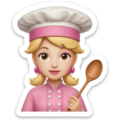 Pink chef hat princess peach with a hand and spoon sticker